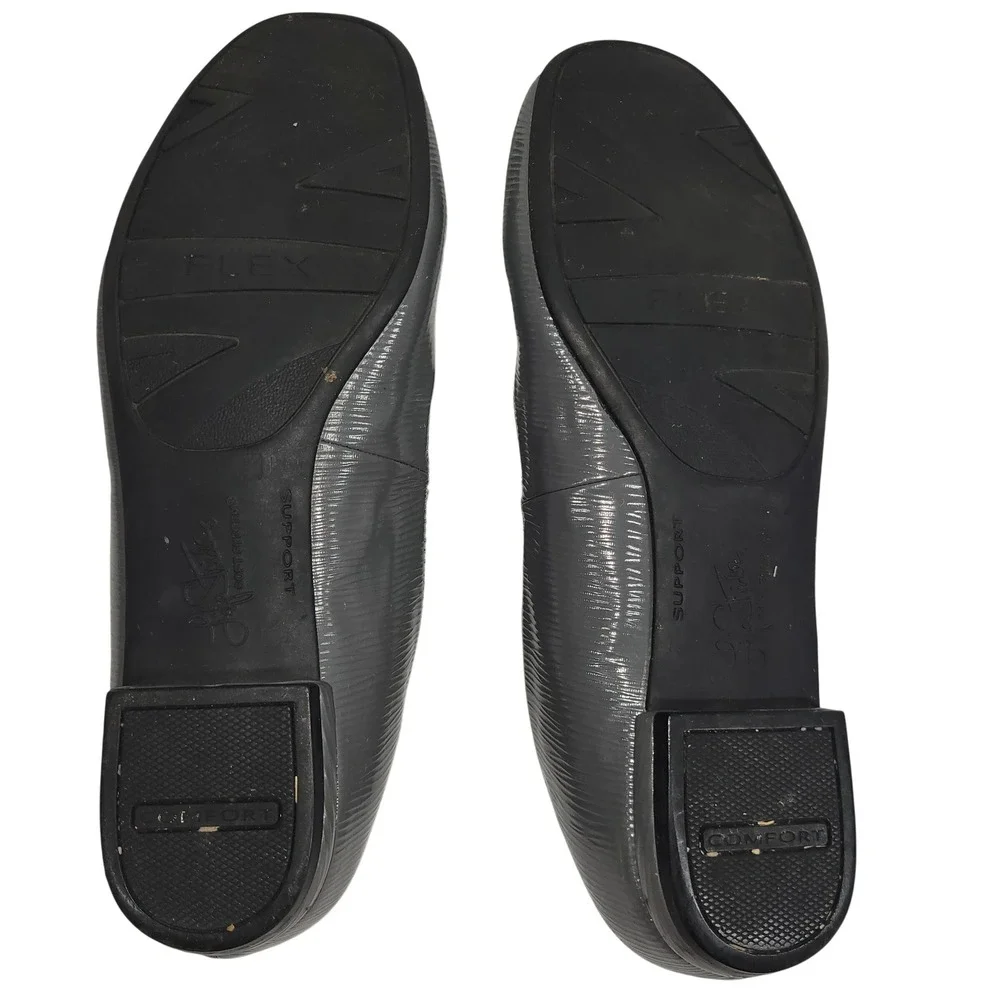 LifeStride Ballet Flats Women Size‎ 6 Gray Buckle Slip On Comfort Active Arch